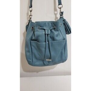 Coach 27003 Avery Robin's Egg Turquoise Leather Drawstring Bucket Crossbody Bag